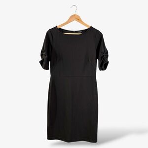 Ann Taylor Black Sheath Dress Size 8P Career Casual Office Short Sleeve